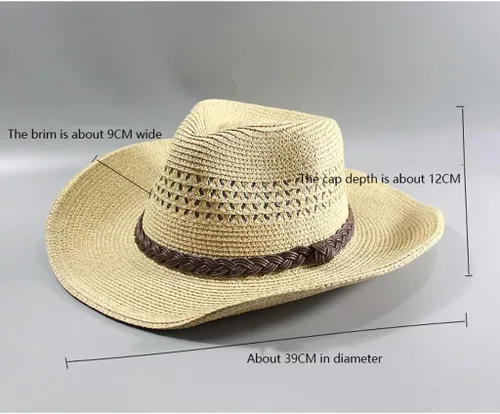 Vista 2 de CZDYUF - Sombrero de paja para hombre, ala ancha, plegable, gorra de hueso grande para hombre, talla grande, sombrero Fedora de 22.8in 23.6in Big