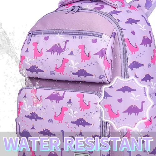 Vista 6 de VASCHY Mochila para niños, resistente al agua, ligera, linda y bonita para niños y niñas, Lila - grande, Mochilas Daypack