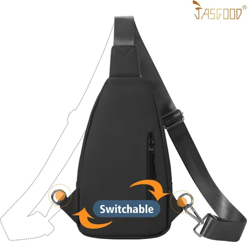 Vista 6 de JASGOOD Bolso bandolera para hombres y mujeres, bolsa cruzada de piel sintética, riñonera impermeable para el pecho, mochila para viajes