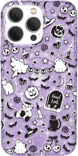 Vista 38 de VELVET CAVIAR Funda compatible con MagSafe para iPhone 15, probada en caídas de 10 pies, estampado de leopardo y amatista morada