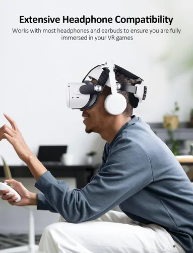 Vista 6 de NexiGo Correa de cabeza para Oculus Quest 2, repuesto para correa Elite, correa de cabeza ajustable, mayor apoyo y equilibrio, reducción de presión