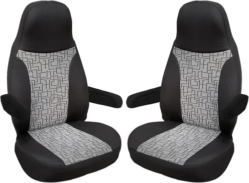 Vista 3 de Fundas de asiento personalizadas, compatibles con autocaravanas, asientos del conductor y del pasajero, código de colores: 804 Beige Camelbeige
