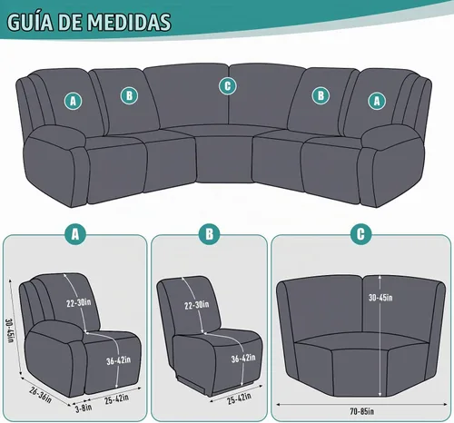 Vista 3 de Ruaozz Fundas de sofá modular de gran tamaño en forma de L para sofá reclinable de 5 asientos, fundas seccionales lavables y suaves extra grandes