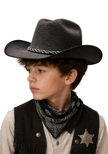 Vista 2 de Sombrero de Fieltro Gris de Vaquero del Oeste para Niños Multicolor