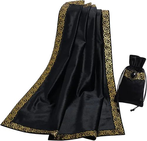 Vista 29 de BLESSUME Mantel de tarot de altar para lectura con bolsa negra