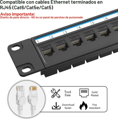 Vista 9 de Jadaol [Listado UL] Panel de Parches de 24 Puertos para Montaje en Rack o Montaje en Pared de 19 Pulgadas, Panel de Red Cat 6 de 1U Precargado