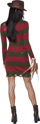 Vista 2 de Spirit Halloween A Nightmare on Elm Street Disfraz de suéter para adulto de Freddy Krueger Producto oficial Vestido a rayas