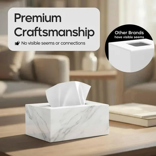 Vista 5 de Cubierta de Caja de Paños Rectangular - Soporte de Caja de Paños Rectangular - Compatible con Kleenex - Accesorios de Baño de Acrílico y Mármol