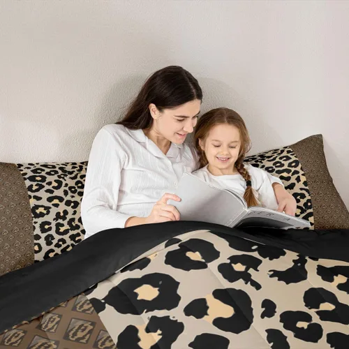 Vista 5 de Erosebridal Juego de edredón con estampado de leopardo, juego de ropa de cama con estampado de guepardo, juego de ropa de cama y colecciones