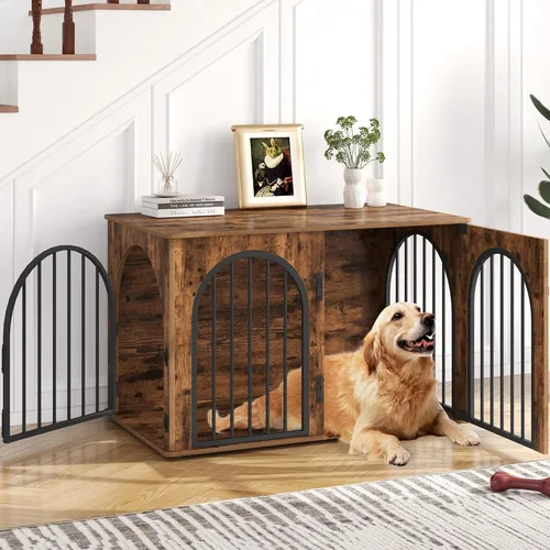 Vista 25 de Hzuaneri Jaula de Madera para Perros de 26.8'', Muebles de Jaula para Perros de Interior, Jaula para Perros Pequeños, Jaulas de Servicio Pesado