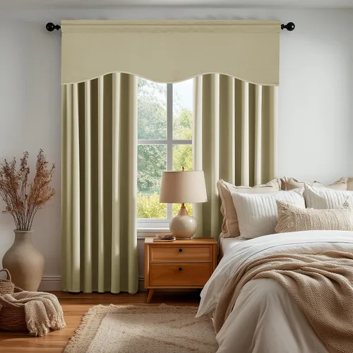 Vista 3 de Cenefas Deconovo festoneadas para cortinas pequeñas para oscurecimiento con barra de cortina sólida