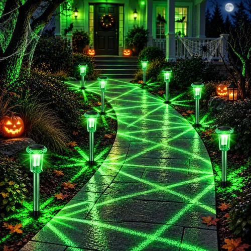 Vista 9 de Eyrosa Luces solares para exteriores, paquete de 15 luces solares para sendero al aire libre impermeables, iluminación con poste para jardín Varios