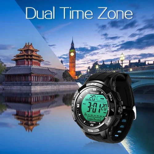 Vista 4 de 10 ATM Digital sumergible buceo reloj 328.1 ft resistente al agua natación deporte reloj de pulsera luminosa pantalla LCD con cronómetro función