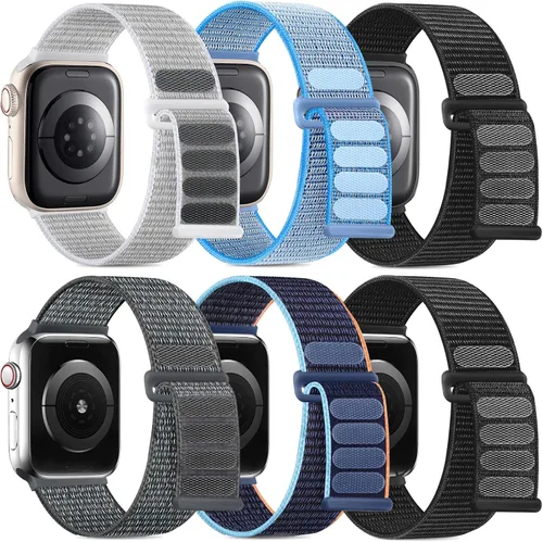 Vista 18 de WJK Correas elásticas de nailon compatibles con correas de Apple Watch de 1.496 in 1.575 in 1.614 in 1.654 in 1.732 in 1.772 in 1.811 in 1.929 in