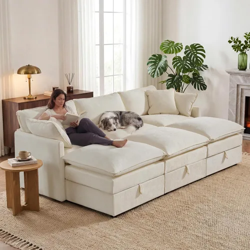 Vista 6 de Sofá modular con almacenamiento, sofá cama de 103 pulgadas, sofá cama seccional, sofá nube de gran tamaño con otomana móvil, sofá moderno de 6