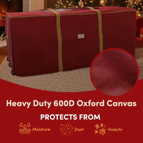 Vista 5 de Bolsa de almacenamiento enrollable para árbol de Navidad - Bolsas de almacenamiento resistentes para árboles artificiales de 3.7 m, decoración