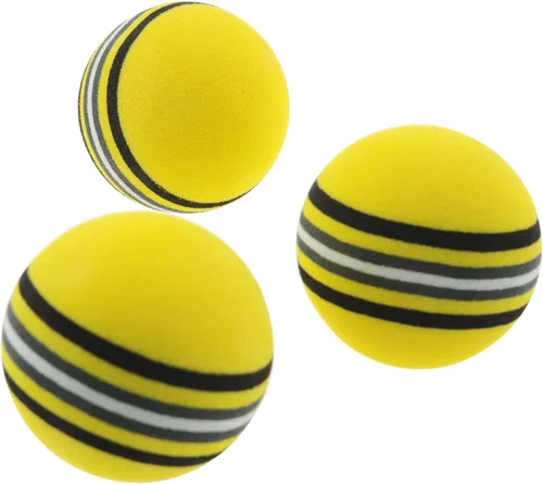 Vista 2 de DGZZI Pelota de golf de esponja, 16 unidades de 1.654 in, espuma EVA amarilla, bolas de golf de práctica de arco iris, bolas suaves de entrenamiento
