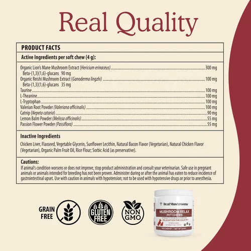 Vista 7 de Real Mushrooms Reishi & Cordyceps para humanos y hongos masticables relajantes para mascotas, paquete para relajación, energía e inmunidad, vegano