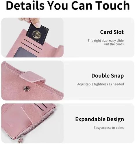 Vista 8 de LOSIMEI Womens Wallet RFID Blocking Small Compact Bifold Luxury Leather Pocket Wallet Credit Card Holder (Pink)