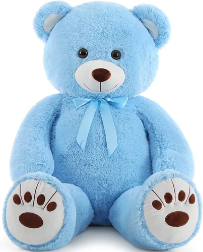 Vista 11 de MorisMos Oso de Peluche Azul Gigante, Peluche Grande de 36 pulgadas para Baby Shower, Oso de Tamaño Real para Niños, Niñas, Novia en Cumpleaños, San
