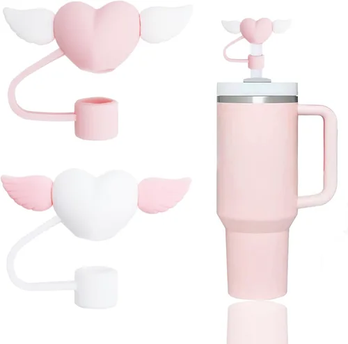 Vista 28 de 8 fundas de popote compatibles con vasos Stanley de 30 y 40 onzas, protectores de tapas reutilizables con puntas de silicona para vasos de 0.4