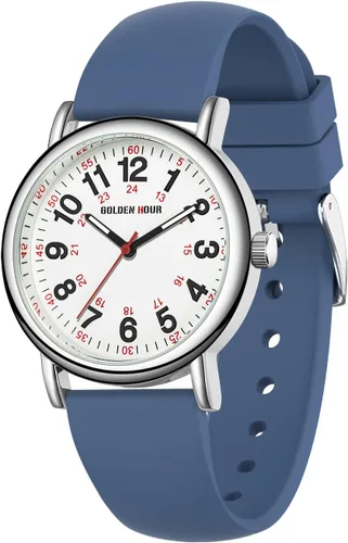 Vista 20 de GOLDEN HOUR - Reloj de enfermera impermeable para profesionales médicos, estudiantes, mujeres y hombres, esfera luminosa de fácil lectura, 24 horas