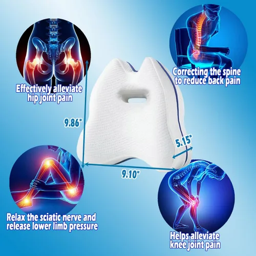 Vista 4 de Tiwwie Almohada de rodilla para piernas para dormir de lado, almohada de apoyo de espuma para dormir para dolor de espalda, cojín de espuma