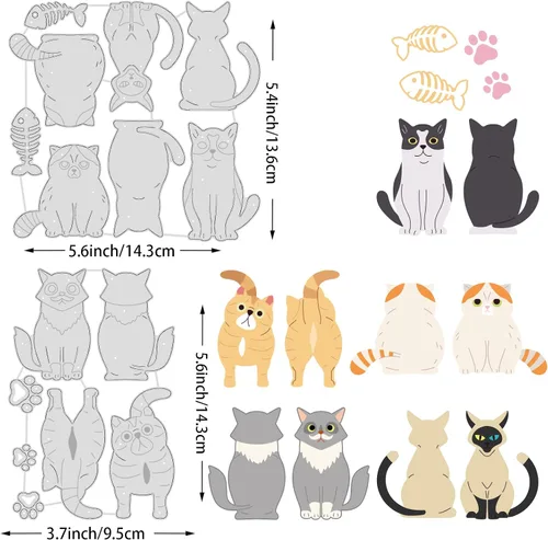 Vista 2 de BENECREAT 5 juegos de troqueles de metal de animales y gatos, troqueles de corte para hacer tarjetas, manualidades, álbumes de recortes, álbum