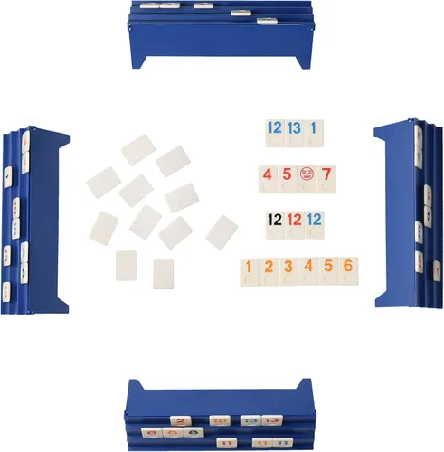Vista 6 de Point Games Juego clásico de Rummy Cube de tamaño completo, con estantes plegables de 3 niveles y azulejos, en una bolsa de viaje de lona súper