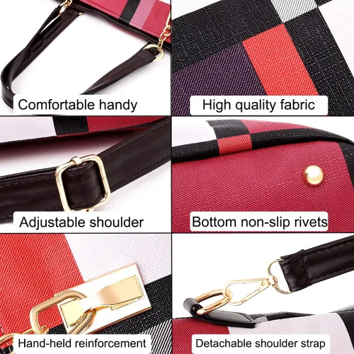 Vista 3 de YOUNXSL 6 bolsas de mano de poliuretano para mujer bolso de hombro bolso cruzado bolso de mano bolso de mano bolso de mano con asa superior