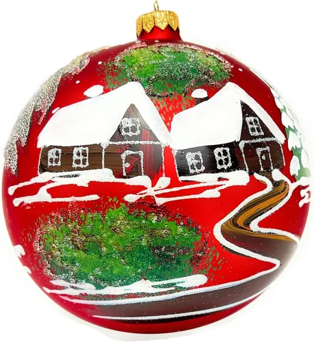 Vista 11 de Adorno de Navidad de Polish Gallery, Explosión Invernal, Bola de Vidrio Soplado (Oro, 6-pulgadas Ø/150mm)