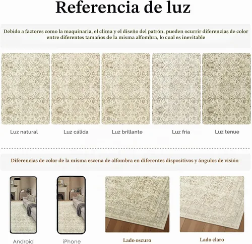Vista 6 de PureCozy Alfombra de entrada pequeña beige 2x3 vintage tradicional Acento Beige