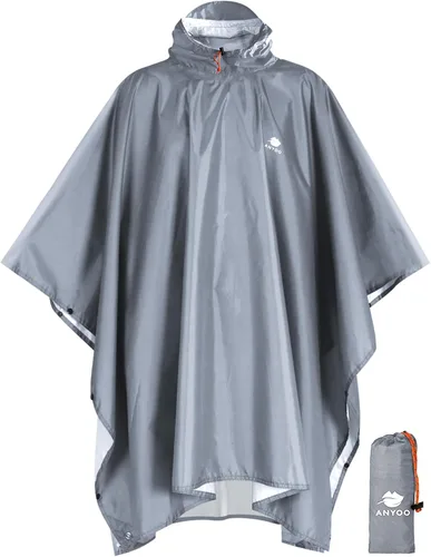 Vista 10 de ANYOO Poncho de lluvia con capucha para adultos impermeable ligero abrigo de lluvia para hombres mujeres chaqueta de lluvia reutilizable para Verde