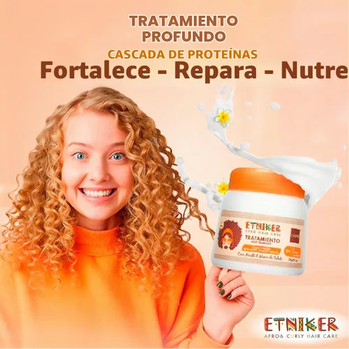 Vista 6 de Etniker - Tratamiento profundo para cabello rizado y afro 4C - Tratamiento de coco y manteca de karité para cabello seco, dañado y encrespado