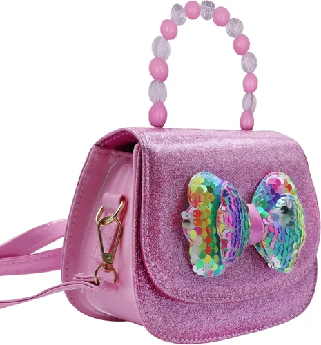Vista 2 de JASASCCEL Bolso cruzado de sirena con lentejuelas y purpurina para niñas pequeñas, bolso de hombro con diseño de estrella de mar brillante y parte
