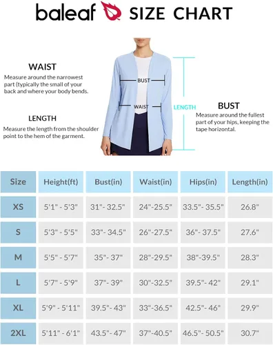 Vista 6 de BALEAF Cárdigan ligero UPF 50+ para mujer con bolsillos, manga larga, protección UV, ropa de secado rápido