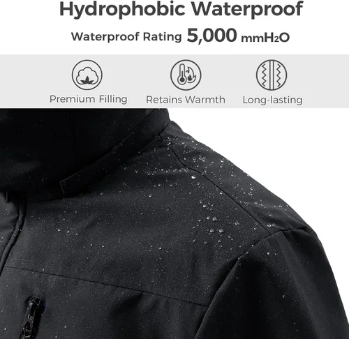 Vista 4 de wantdo Abrigo de invierno grueso para hombre, chaqueta de parka cálida con capucha