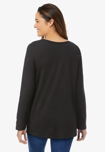 Vista 2 de Camiseta manga larga de talla grande para mujer Woman Within Negro