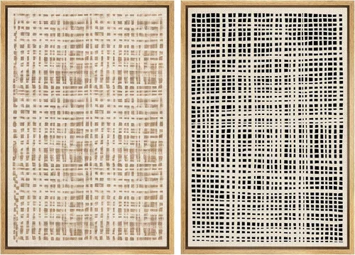Vista 128 de SIGNWIN Lienzo enmarcado para pared, ilustraciones abstractas texturizadas en tonos beige terrosos, arte moderno, decorativo, contemporáneo