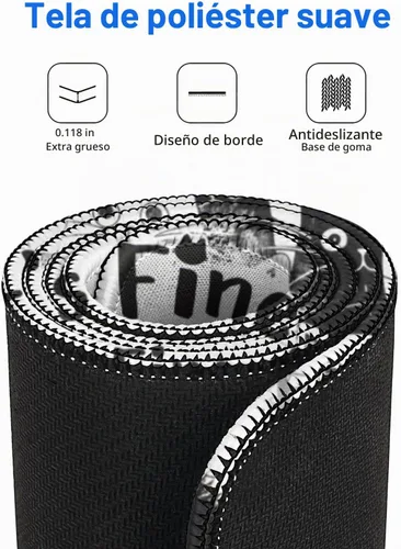 Vista 4 de Divertida alfombrilla de mouse de gato para juegos, alfombrilla de mouse grande para escritorio, alfombrilla de mouse extendida con base de goma