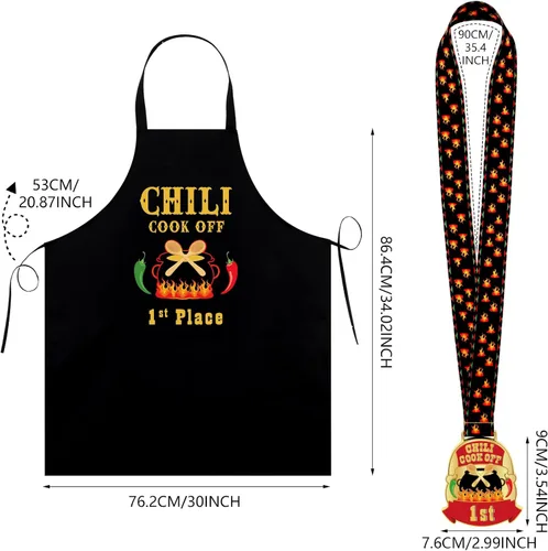 Vista 2 de Liitrsh 6 piezas Chili Cook off Delantal Chili Cook off Medallas Premios 1º/2º/3er Lugar para Hombres Mujeres Familiares Amigos, Principalmente oro