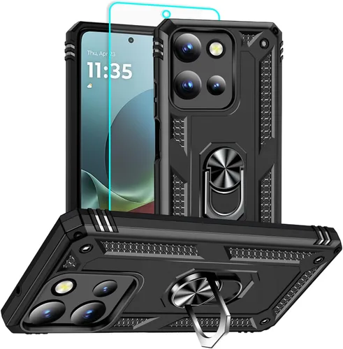 Vista 20 de HNHYGETE Funda para Motorola Edge 2025 con protector de pantalla: soporte giratorio de grado 360° (antideslizante) protección contra caídas y golpes