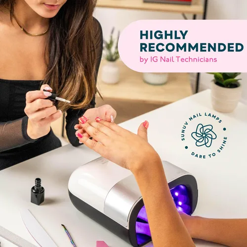 Vista 4 de SUNUV SUN3 - Lámpara de uñas UV, guantes UV para manicura de gel con protección UV, luz UV de secado rápido para uñas con ajustes ajustables