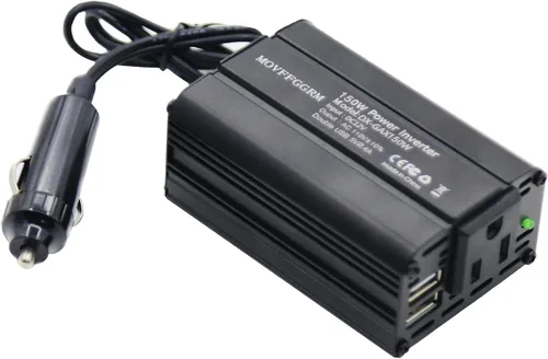 Vista 5 de Inversor de corriente de 150 W 12 V CC a 110 V AC adaptador de enchufe de coche convertidor de salida con cargador de coche de CA dual USB 2.4A