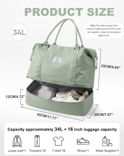 Vista 34 de Bolsa de viaje para mujer, bolsa deportiva para gimnasio, H-Negro