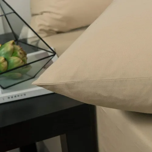 Vista 5 de DaDa Bedding - Sábana bajera ajustable de algodón suave con fundas de almohada (3 unidades), color beige