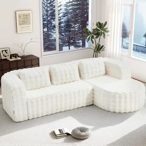 Vista 49 de Hobestluk - Sofá modular sin hueso, sofá seccional en forma de L 96" Right Facing Chaise Black,Memory Foam,Removable Cover,Non-slip Bottom,No