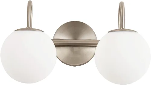 Vista 9 de Moderno aplique de pared para dormitorio, latón cepillado, lámpara de pared interior de globo blanco leche, lámpara de pared de vidrio para baño