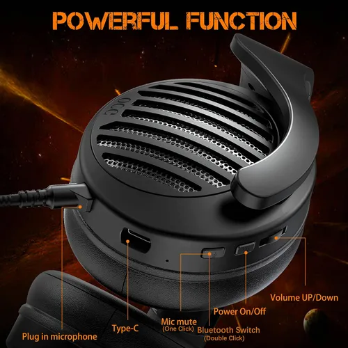 Vista 3 de OCG Auriculares para juegos inalámbricos duales sin pérdida 2.4G Bluetooth para juegos con micrófono desmontable de 1.969 in - para PC, PS4, PS5