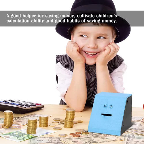 Vista 4 de Banco de ahorro para comer monedas, con pilas, caja de ahorro de dinero para niños de 3 años en adelante, para niños, niñas, adultos, Navidad
